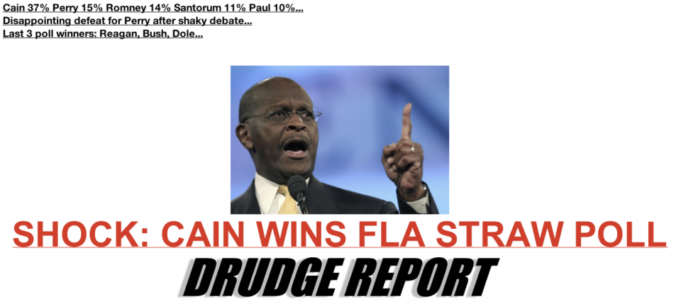Screenshot Cain Wins FL Straw Poll