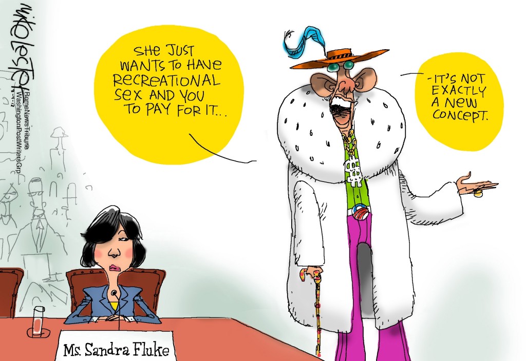 Sandra Fluke Obama Pimp Pay for Sex Cartoon